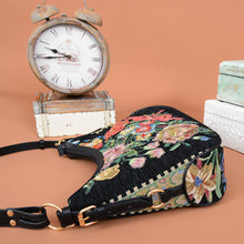 Load image into Gallery viewer, Flower Shop Hand Beaded Hobo Bag: Black
