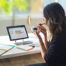 Load image into Gallery viewer, Lighted Travel Mirror with Magnification & Folding-to-Compac: 10X/1X / Round / Taupe