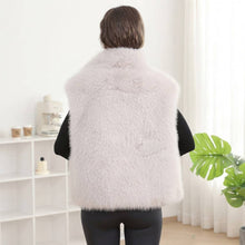 Load image into Gallery viewer, Plush Faux Fur Collar Vest: Beige