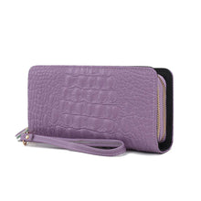 Load image into Gallery viewer, MKF Eve Crocodile-embossed Wristlet Wallet by Mia K: Coffee