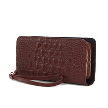 Load image into Gallery viewer, MKF Eve Crocodile-embossed Wristlet Wallet by Mia K: Coffee