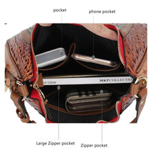 Load image into Gallery viewer, Becket Faux Crocodile Embossed Hobo Shoulder by Mia K: Cognac