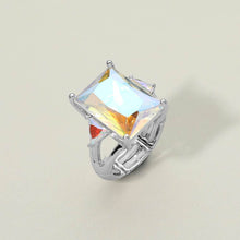 Load image into Gallery viewer, Rectangle Crystal Stretch Ring: Fuchsia
