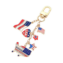 Load image into Gallery viewer, American USA Flag Star Charm Drop Keychain Bag Charm