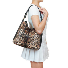 Load image into Gallery viewer, Maya Leopard Print Hobo: Cognac