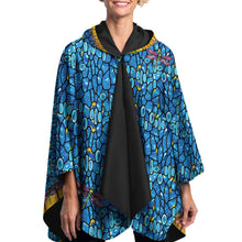 Load image into Gallery viewer, Tiffany Dragonfly Reversible Rain Cape – Lightweight Hooded Wrap for Women