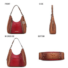 Load image into Gallery viewer, Becket Faux Crocodile Embossed Hobo Shoulder by Mia K: Cognac
