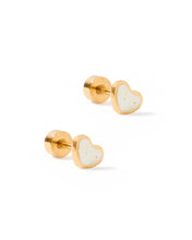 Load image into Gallery viewer, Screwback Stud Earrings - Nora Heart - White