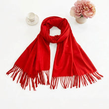 Load image into Gallery viewer, Plain Color Classic Fringe Shawl Wrap Scarf: Red