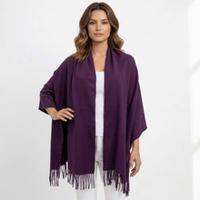 Load image into Gallery viewer, Plain Color Classic Fringe Shawl Wrap Scarf: Brown