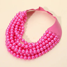 Load image into Gallery viewer, Multi Layered Pearl Beaded Collar Magnetic Necklace: Cream