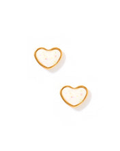 Load image into Gallery viewer, Screwback Stud Earrings - Nora Heart - White