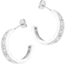 Load image into Gallery viewer, Studded Cubic Zirconia Hooplet Earrings