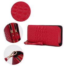 Load image into Gallery viewer, MKF Eve Crocodile-embossed Wristlet Wallet by Mia K: Coffee