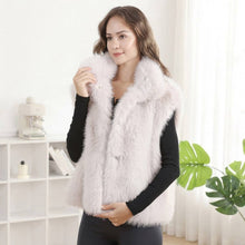 Load image into Gallery viewer, Plush Faux Fur Collar Vest: Beige