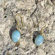 Load image into Gallery viewer, Larimar Dangle Earrings in Brass