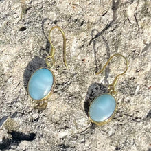Load image into Gallery viewer, Larimar Dangle Earrings in Brass