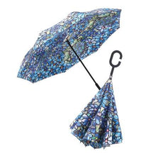 Load image into Gallery viewer, RAINCAPER TIFFANY CLEMATIS REVERSE UMBRELLA