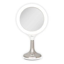 Load image into Gallery viewer, Solana Lighted Makeup Mirror with Magnification & Touch Pad: 8X/1X / Round / White