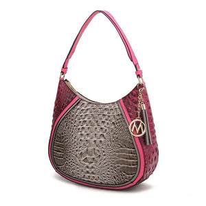Nayra Embossed Hobo Handbag Vegan Leather Women by Mia k: Grey - Pink
