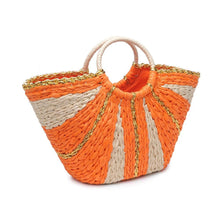 Load image into Gallery viewer, Carmen Straw Summer Beach Top Handle Tote: Orange Multi
