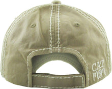 Load image into Gallery viewer, CAT MOM Washed Vintage Ball Cap: KHK
