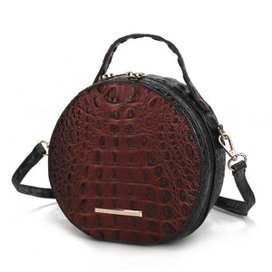 MKF Ynnari Women's Crossbody Chic Round Croc-Embossed: Cognac