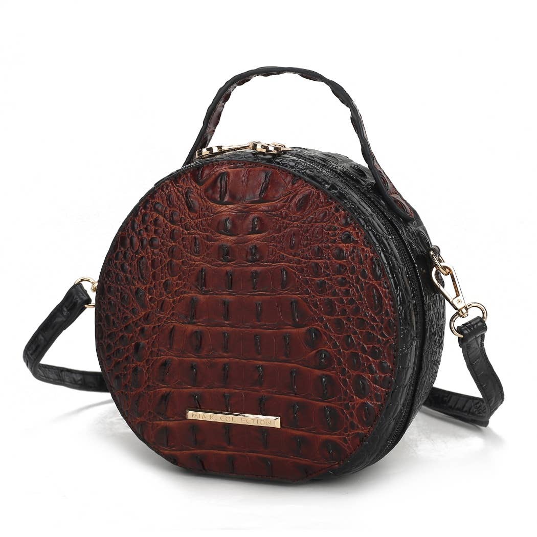 MKF Ynnari Women's Crossbody Chic Round Croc-Embossed: Cognac