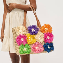 Load image into Gallery viewer, Queenie Floral Straw Tote: Natural
