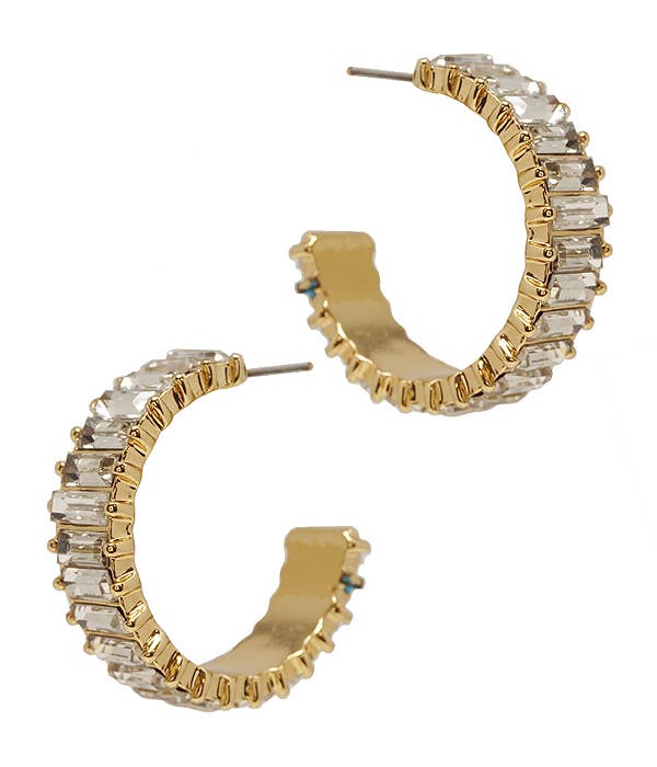 Multi baguette crystal hoop earring