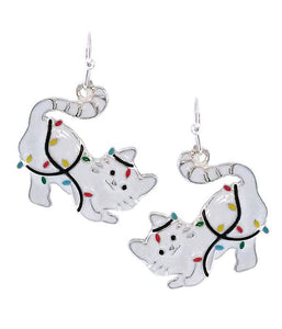 Christmas theme epoxy earring - cat