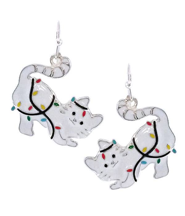Christmas theme epoxy earring - cat