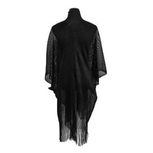 Load image into Gallery viewer, Lightweight Metallic Fringe Flowing Kimono Cover Up: Black
