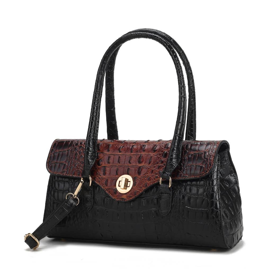 MKF Liviana Women's Shoulder Bag Croc-Embossed Fine Hardware: Cognac