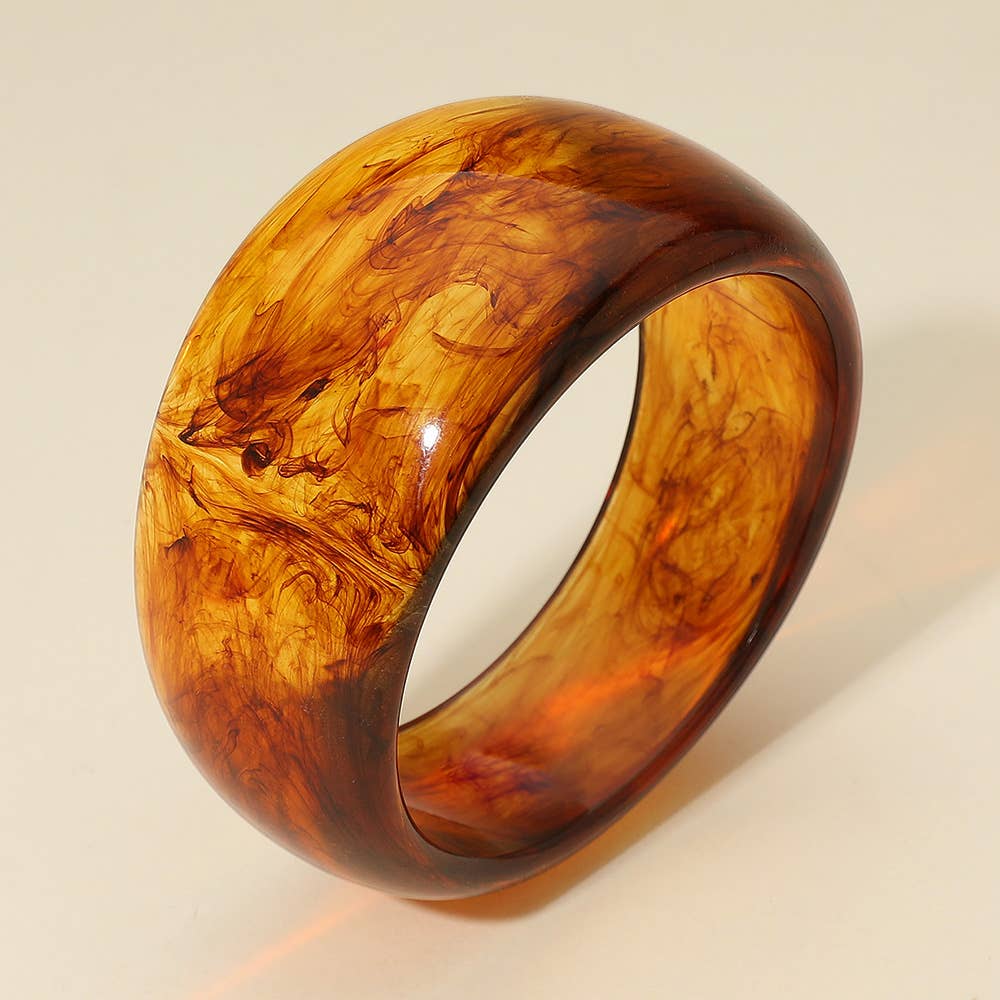 Bold Wide Celluloid Acetate Bangle Bracelet: Brown