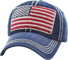 Load image into Gallery viewer, USA Flag Vintage Ballcap: NAV
