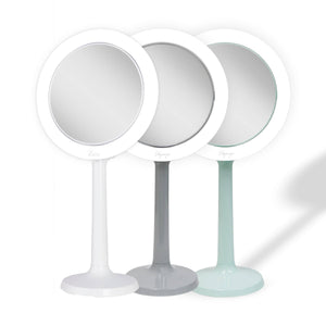 Hudson Lighted Makeup Mirror with Magnification & Suction Cu: 8X/1X / Round / White