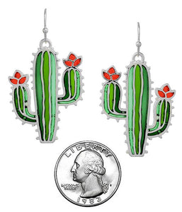 Stained glass mosaic earring - cactus