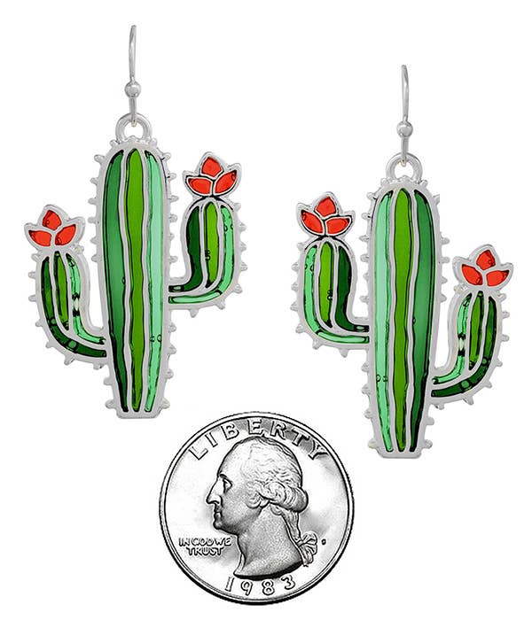 Stained glass mosaic earring - cactus