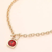 Load image into Gallery viewer, Round Faceted Stone Accent Frame Toggle Pendant Necklace: Cream
