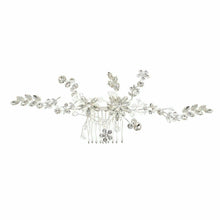 Load image into Gallery viewer, Crystal Handmade Bridal Comb with Flower Detail: Gold-Clear
