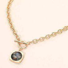 Load image into Gallery viewer, Round Faceted Stone Accent Frame Toggle Pendant Necklace: Cream
