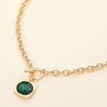 Load image into Gallery viewer, Round Faceted Stone Accent Frame Toggle Pendant Necklace: Cream
