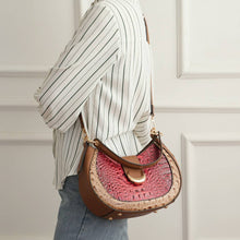 Load image into Gallery viewer, MKF Jain Women&#39;s Shoulder Bag Half Moon Croc-Embossed: Fuchsia
