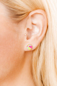 Screwback Stud Earrings - Beach Ball