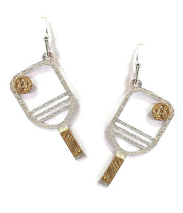 Sport theme scratch metal earring - pickleball