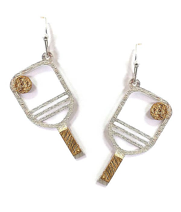 Sport theme scratch metal earring - pickleball