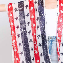 Load image into Gallery viewer, American USA Flag Star Print Kimono Poncho: Striped
