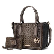 Load image into Gallery viewer, Bonnie Faux Crocodile Embossed Satchel with Wallet Bag b Mia: Black
