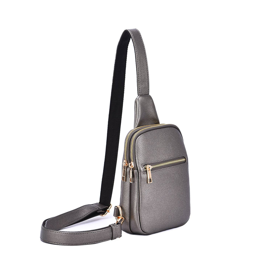 Justine 2 Compartment Sling Bag: M.Grey